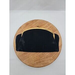Vintage Mel-ton Black Velvet Clutch With Mirror